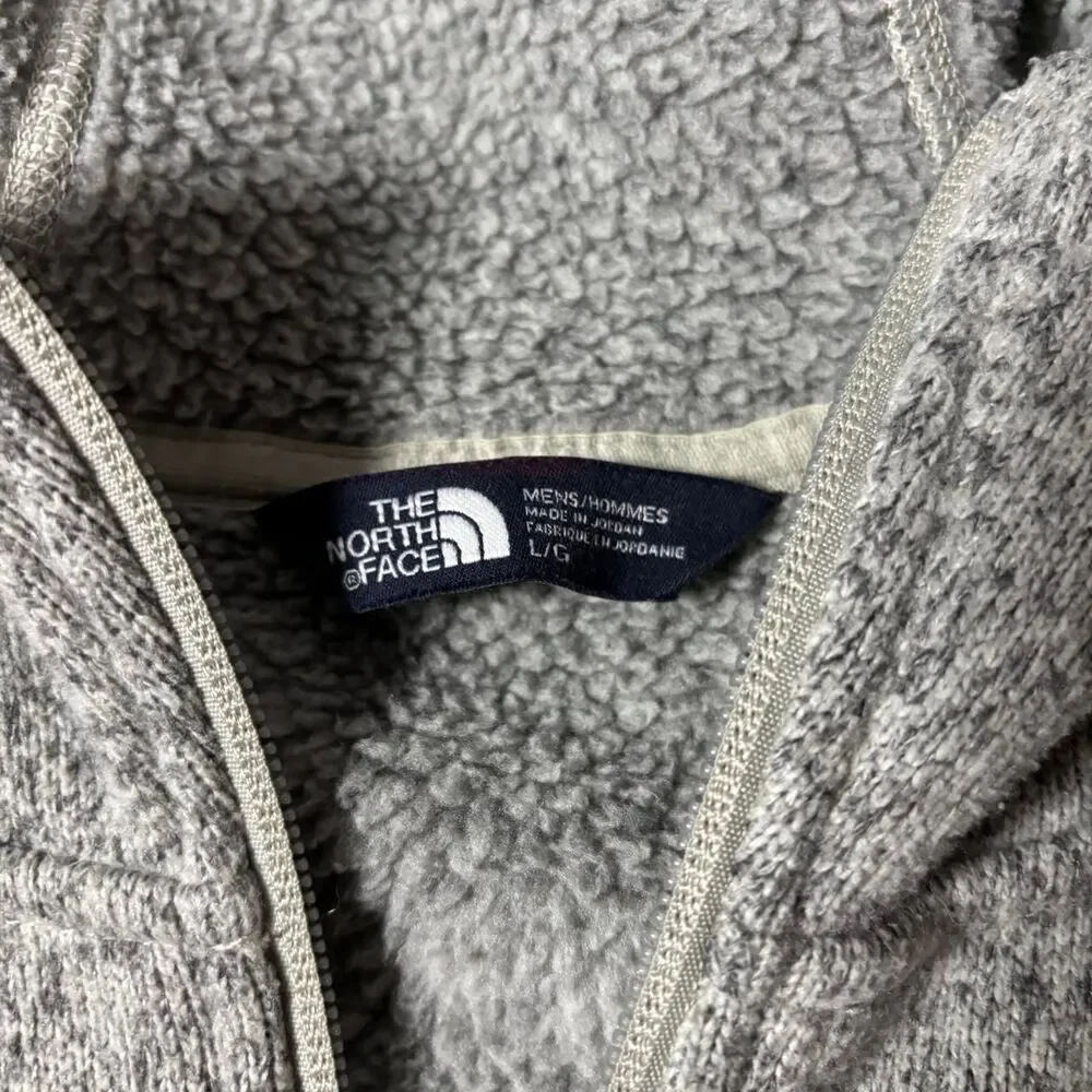 The North Face Fleece Hoodie Jacket Men’s Large Beige Full Zip Outdoor